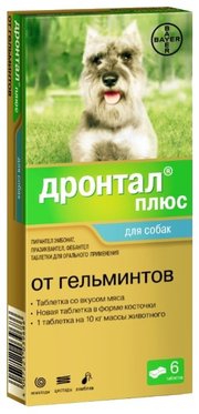 Дронтал (Bayer) плюс таблетки со вкусом мяса для собак (6 таблеток) фото